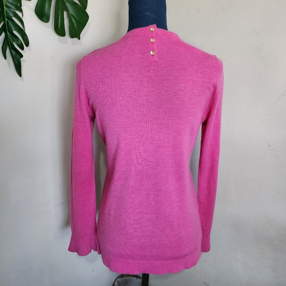 Talbots Barbie Pink Sweater Tulip Sleeve And Button Accent - Picture 5 of 9